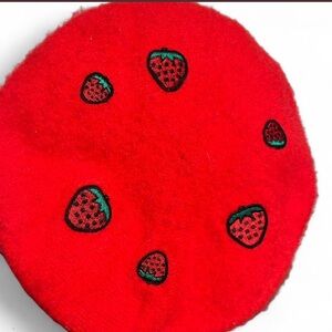Wild Fable Red Strawberry Embroidered Beret
